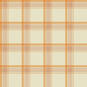 XLARGE Fall plaid fabric - cream and rust orange tartan check fabric 12in
