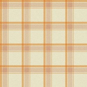 JUMBO Fall plaid fabric - cream and rust orange tartan check fabric