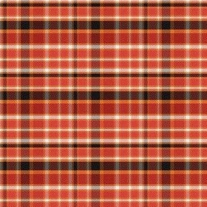 XSMALL Halloween check plaid fabric - tartan orange and black check plaid 4in