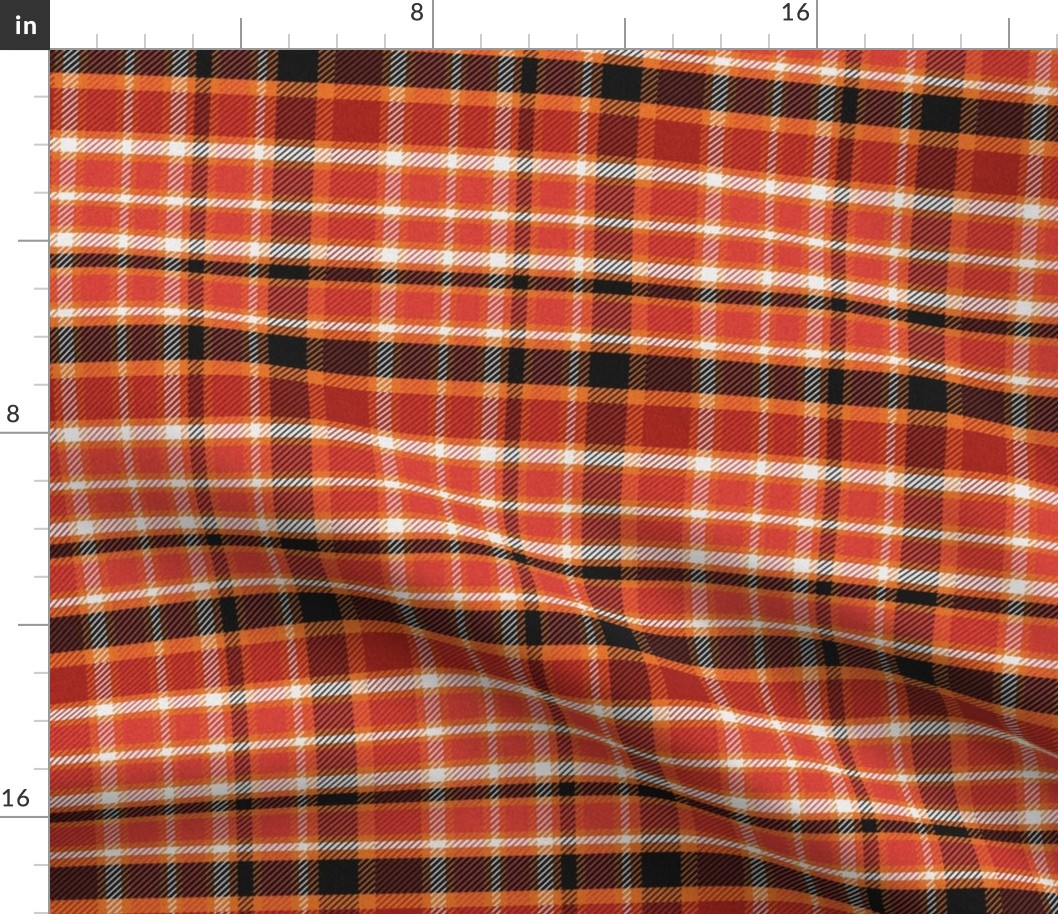 XLARGE Halloween check plaid fabric - tartan orange and black check plaid 12in