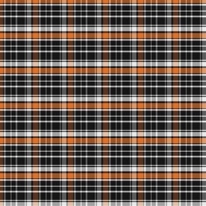 MINI Halloween plaid fabric - orange and black classic halloween check design 2in