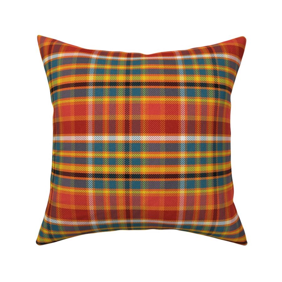 XLARGE October plaid fabric - holiday check orange yellow plaid tartan 12in