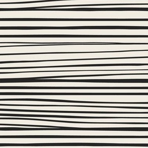 Hand Drawn Horizontal Stripes | Creamy White, Raisin Black | Contemporary
