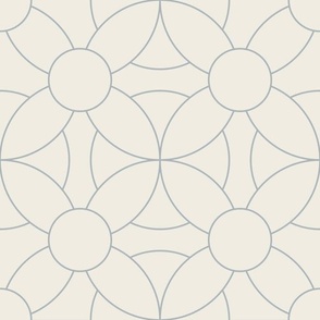 retro circles - creamy white _ french grey blue  - simple geometric tile