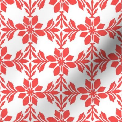 Symmetrical Floral Snowflakes (Bright Red)