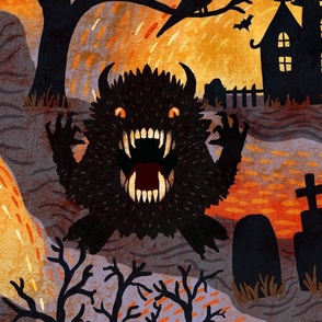 spooky halloween monster wallpaper scale
