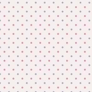 Medium Scale Polka Dots Blender Pattern in Fuchsia Pink and Lavender Purple on Baby Pink