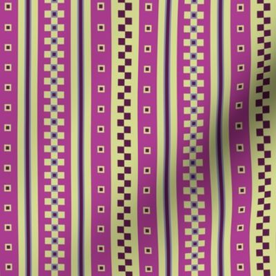 MMNT3 -  Jazzy Checked Stripe Coordinate for Lightbulb Moment - Olive Pastel and  Magenta - 4 inch repeat 