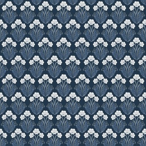 French Country Floral Damask Navy Small scale 9''