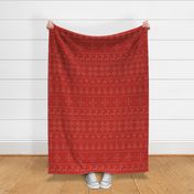 Fair isle inspired winter cross stitch - cream on red, large scale