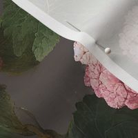 wren's backyard hydrangeas: pink hydrangea, hydrangea wallpaper, moody florals, vintage floral