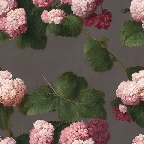 wren's backyard hydrangeas: pink hydrangea, hydrangea wallpaper, moody florals, vintage floral