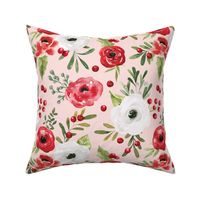 Pink Christmas Holiday Floral 12 inch