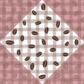Coffee Bean Pink Brown Quilt Squares Gingham