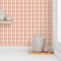 Pastel Baby Pink and Yellow Cabin Core Gingham Plaid Check