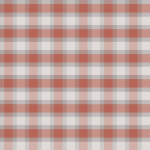 Rustic Cabin Core Gingham Plaid Check in Rust Red and Grey
