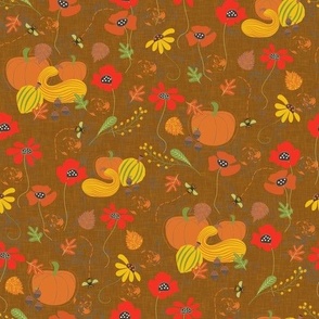 Autumn pumpkin / harvest / sienna brown background