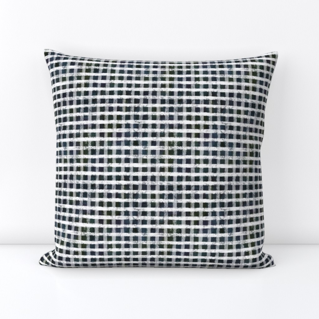 Deep Dark Blue White Gingham Plaid