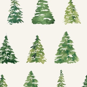 Watercolor Vintage Christmas Trees 24 inch