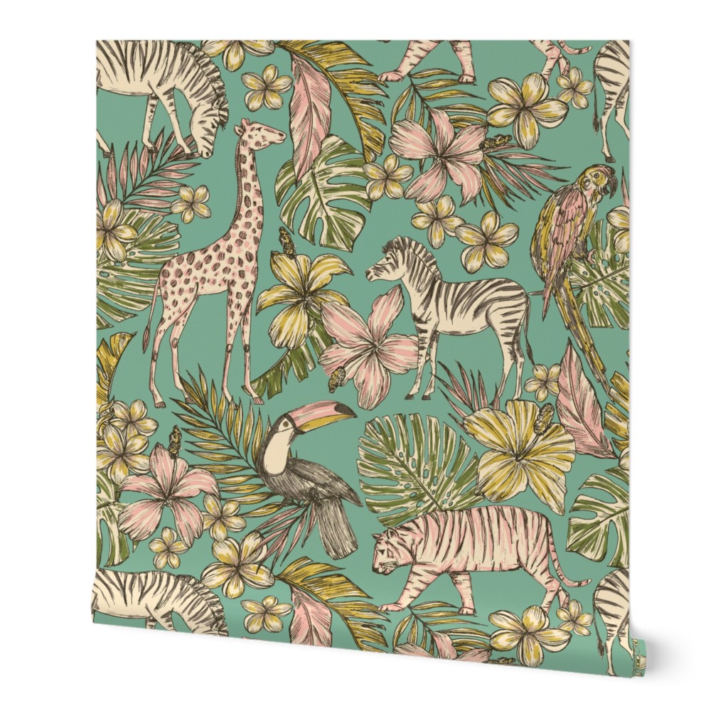 GOING ON SAFARI (RETRO) Wallpaper | Spoonflower