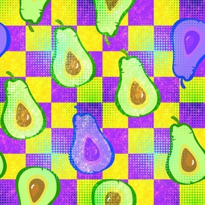 Papaya vector groovy purple chess checkered halftone texture modern new summer vibes