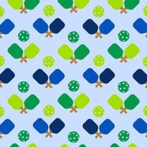 MINI Pickleball fabric - blue and green pickleball design 4in