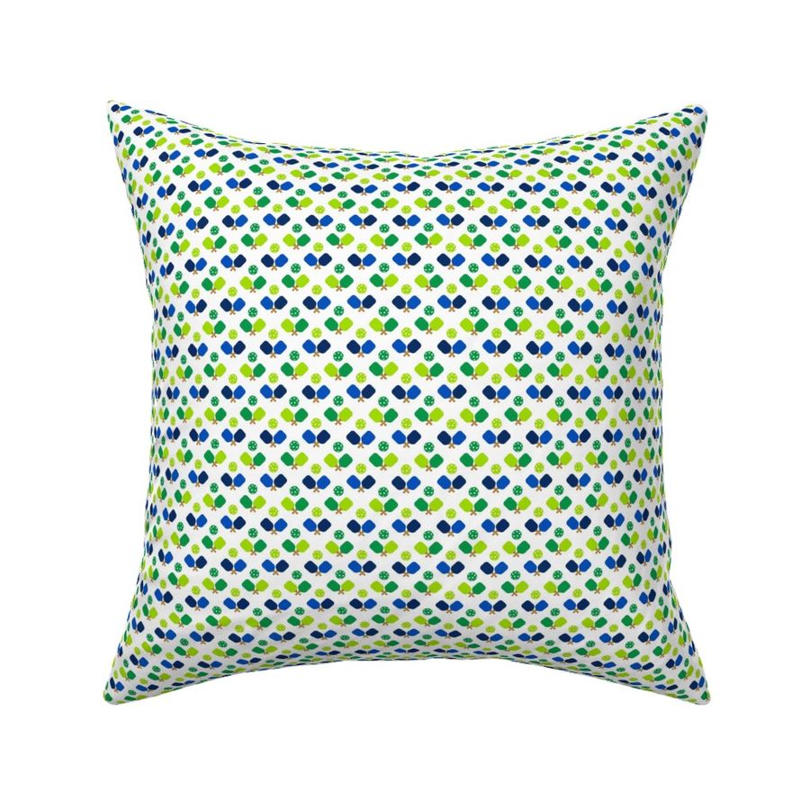 TINY Pickleball fabric - blue and green pickleballs 2in