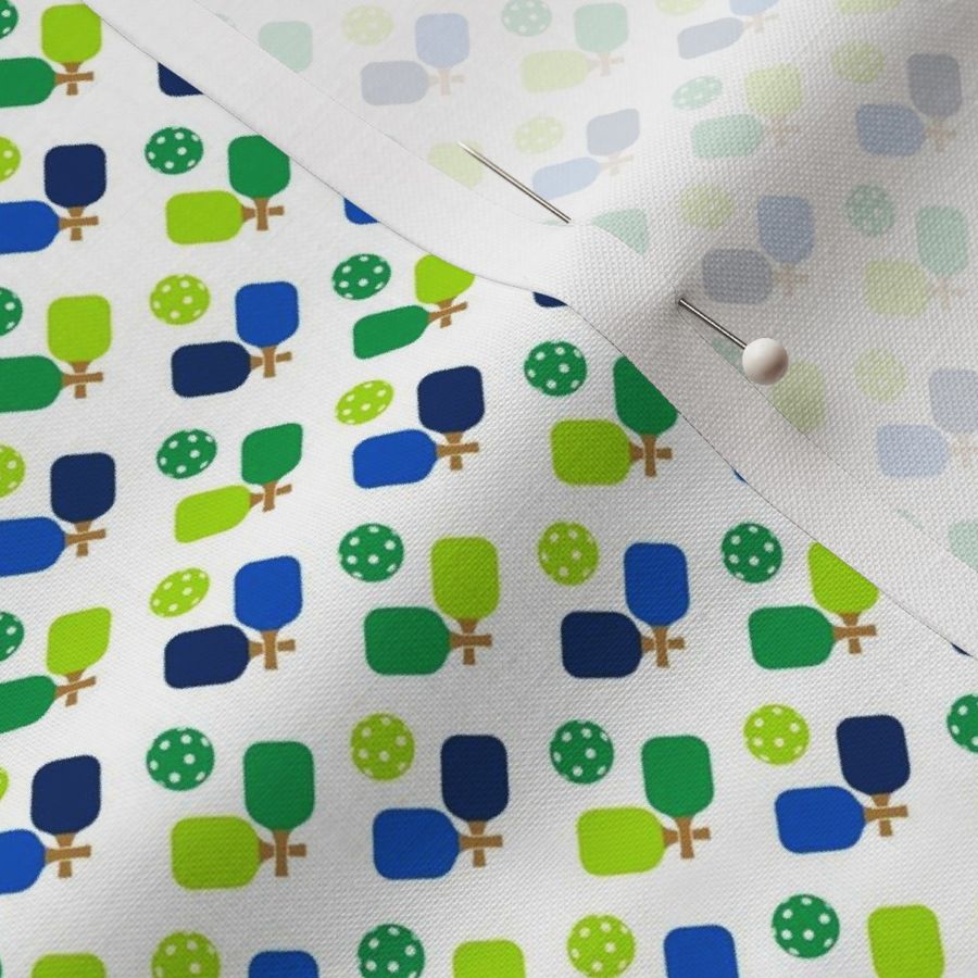 TINY Pickleball fabric - blue and green pickleballs 2in