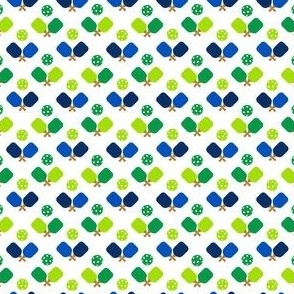 TINY Pickleball fabric - blue and green pickleballs 2in