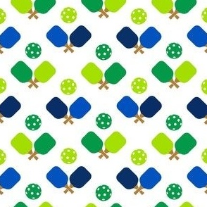 MINI Pickleball fabric - blue and green pickleballs 4in