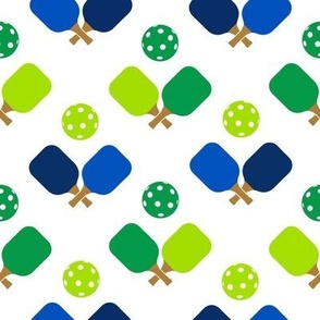 MEDIUM Pickleball fabric - blue and green pickleballs 8in