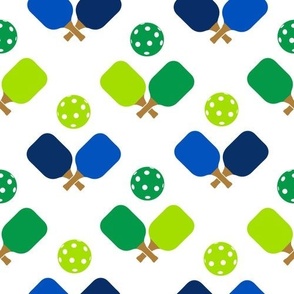 LARGE Pickleball fabric - blue and green pickleballs 10in