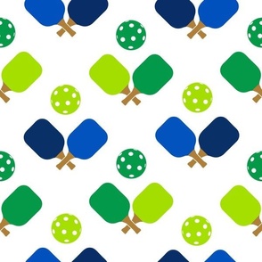 XLARGE Pickleball fabric - blue and green pickleballs 12in