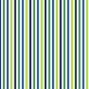 TINY Pickleball fabric - blue and green stripes fabric 2in