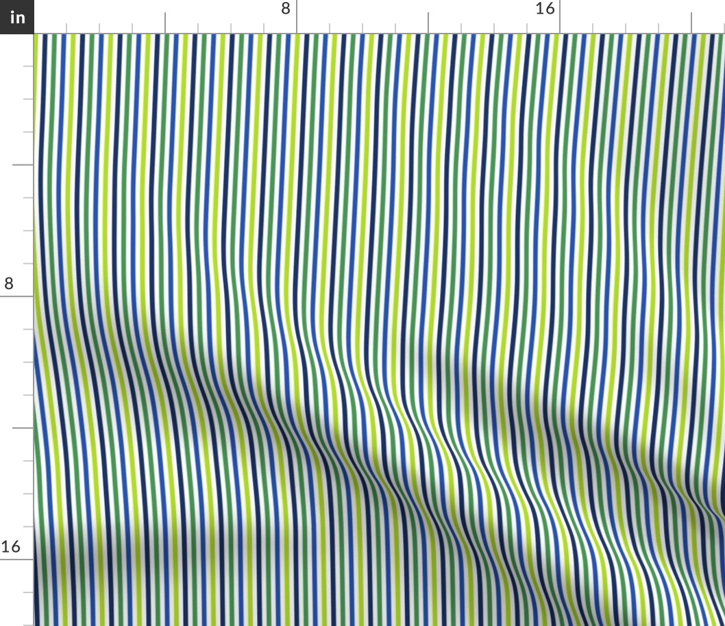 TINY Pickleball fabric - blue and green stripes fabric 2in
