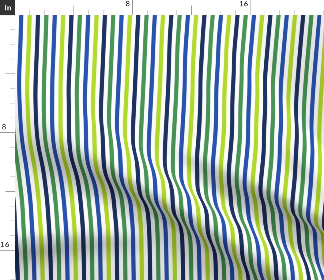 MINI Pickleball fabric - blue and green stripes fabric 4in