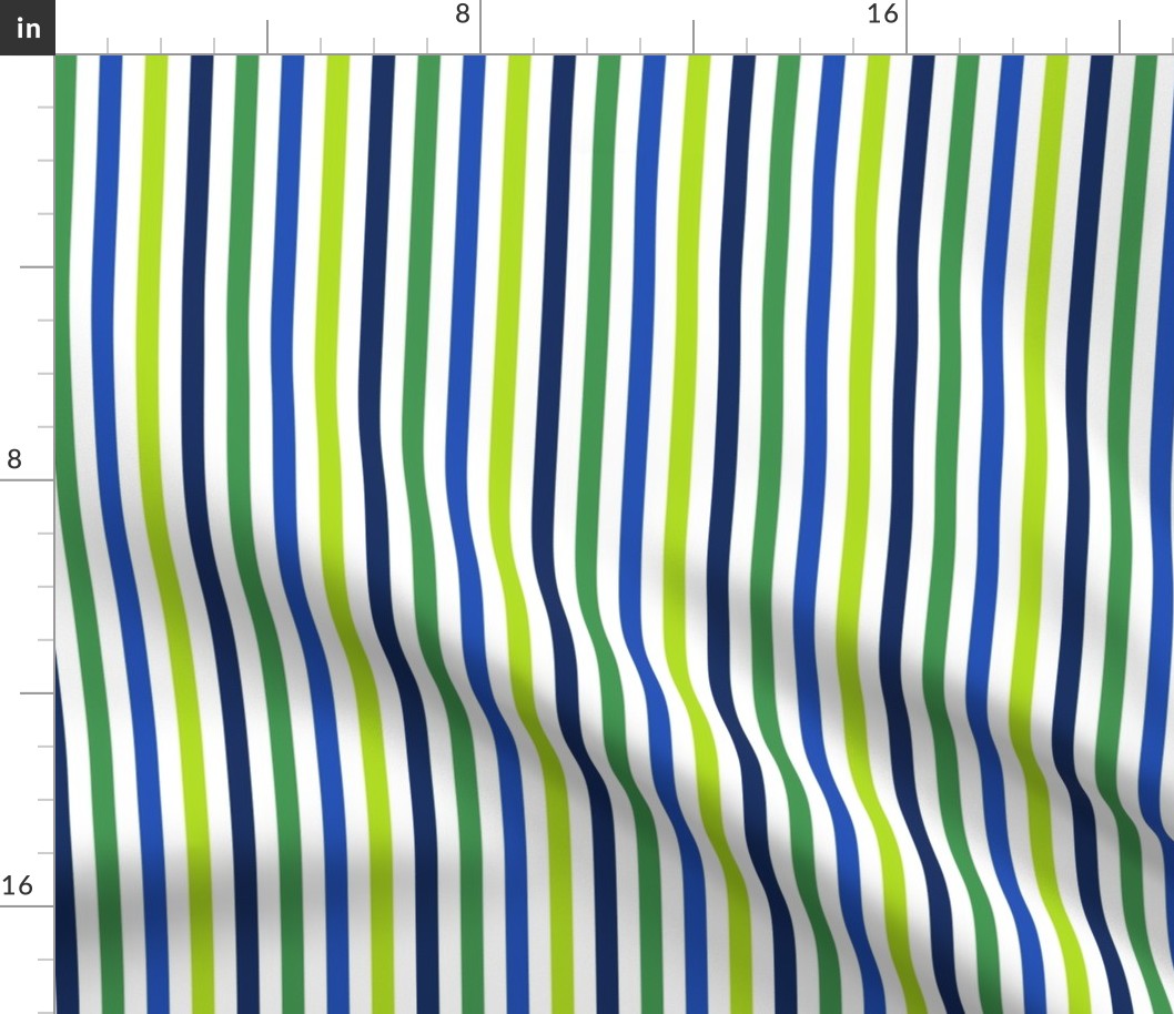 SMALL Pickleball fabric - blue and green stripes fabric 6in