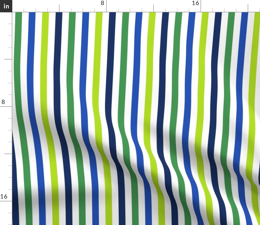 MEDIUM Pickleball fabric - blue and green stripes fabric 8in