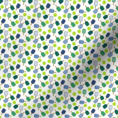TINY Pickleball fabric - blue and green_ preppy style pickleball design 2in