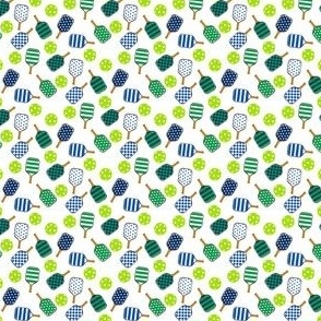 TINY Pickleball fabric - blue and green_ preppy style pickleball design 2in