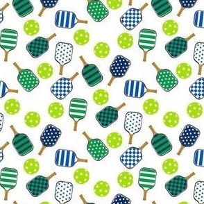 MINI Pickleball fabric - blue and green_ preppy style pickleball design 4in