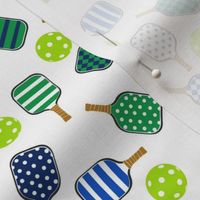 SMALL Pickleball fabric - blue and green_ preppy style pickleball design 6in