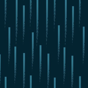 Moody blue let abstract rain stripes in serenity blue on a navy blue background