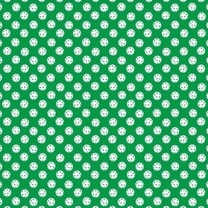 TINY Pickleball fabric - green and white pickle ball design 2in