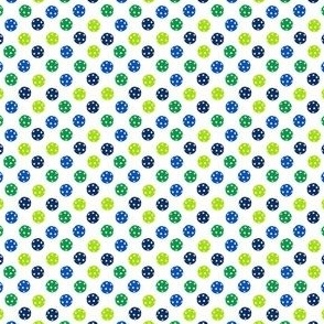 TINY Pickleball fabric - multi blue and green pickleball design 2in