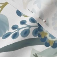 Peacock Fandango - Blue/Gold on White Wallpaper 