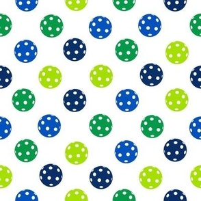 MEDIUM Pickleball fabric - multi blue and green pickleball design 8in
