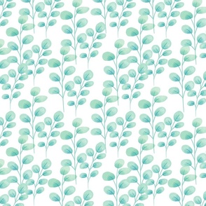 Leaves watercolor round teal