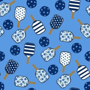 LARGE Pickleball fabric - navy and white_ blue and white hydrangea preppy style pickleball fabric 10in