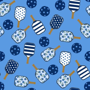 JUMBO Pickleball fabric - navy and white_ blue and white hydrangea preppy style pickleball fabric